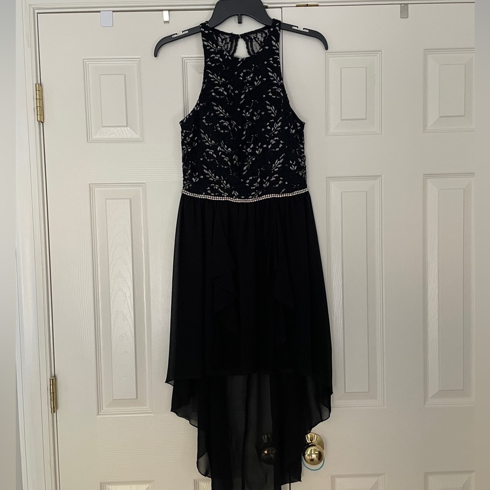 City Studio Juniors' Lace High-Low Dress - Black - Size 5